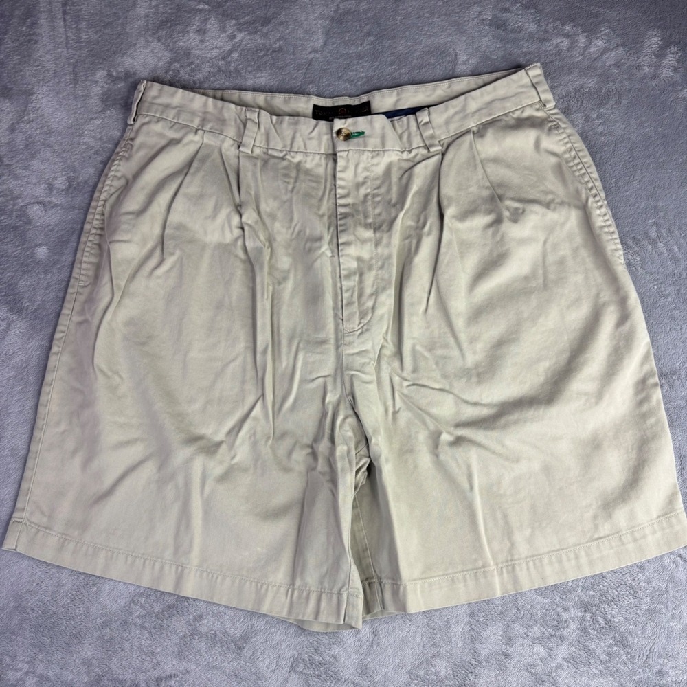 Tommy Hilfiger Golf Short Men Khaki Tan Pleated Cotton blend Chino measure 36x7